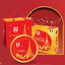 Bánh quy bơ thập cẩm LU Pháp hộp tròn thiếc