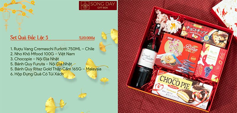bảng giá set hôp quà tết đắc lộc 5