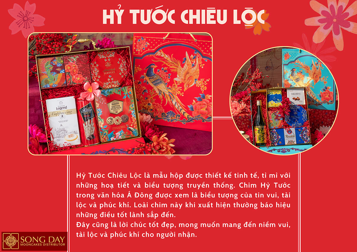 bộ hộp quà biếu tết hỷ tước chiêu lộc