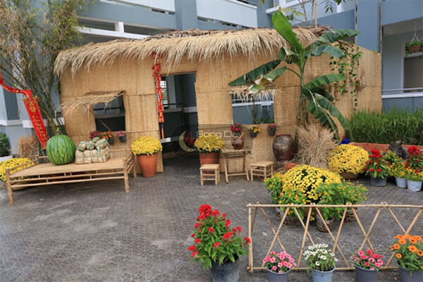 trang trí sân vườn với tiểu cảnh chủ đề tết