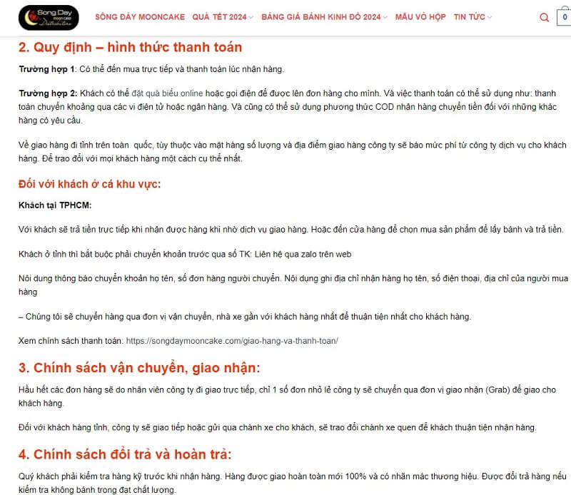 chính sách mua hàng