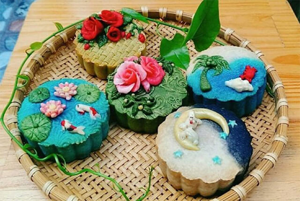 Cách làm bánh trung thu hiện đại nhiều màu sắc