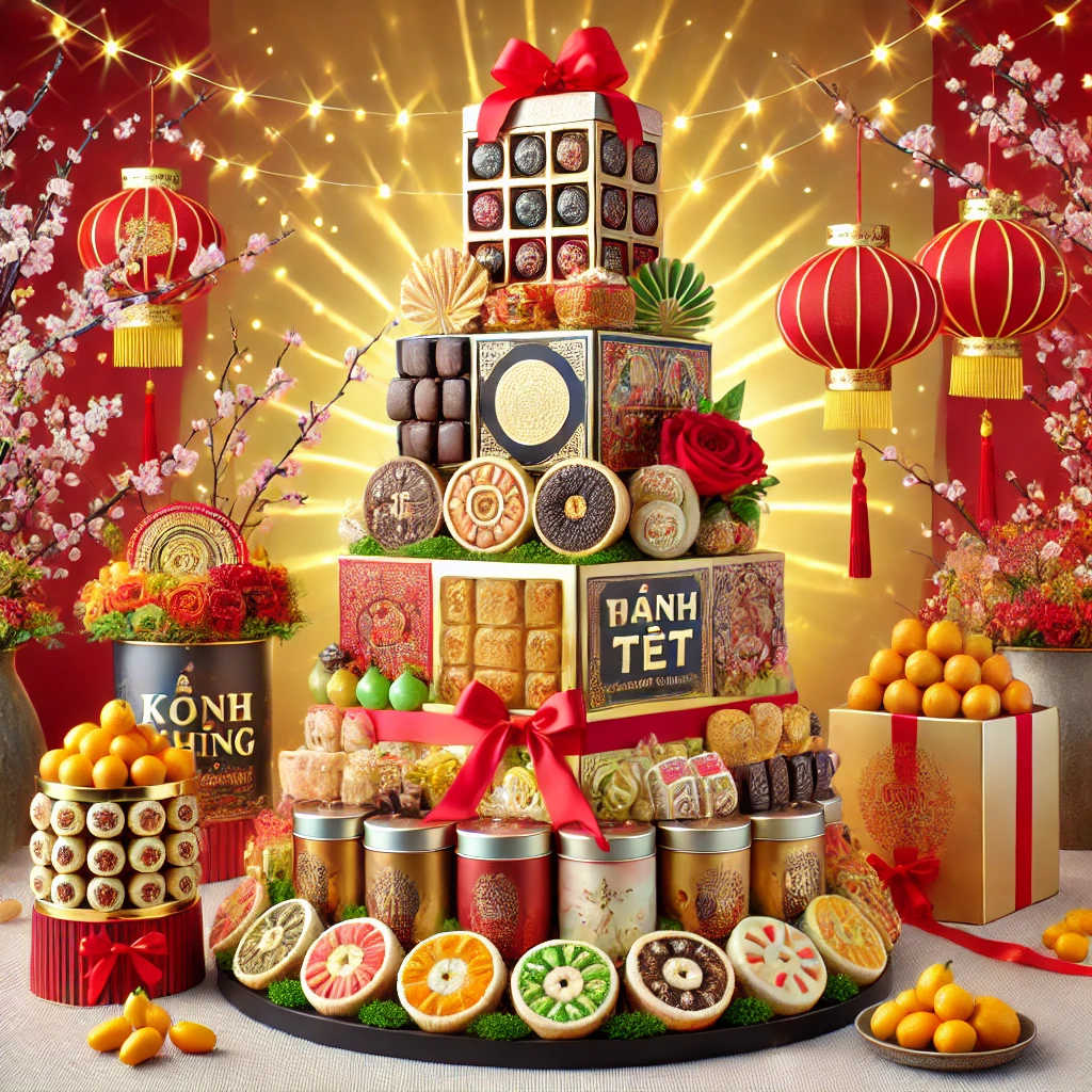 tháp bánh tết hiện đại ngày tết